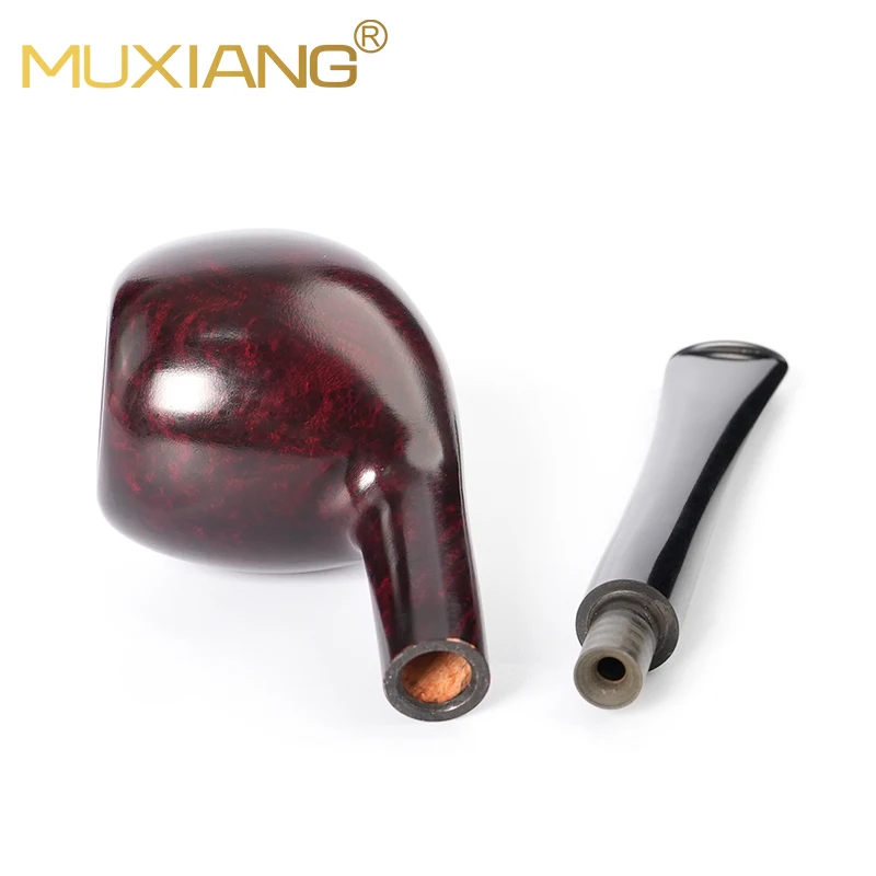 MUXIANG Handmade briar tobacco pipe 3mm pipe channel straight pipe vulcanized rubber pipe mouth Father's Day gift