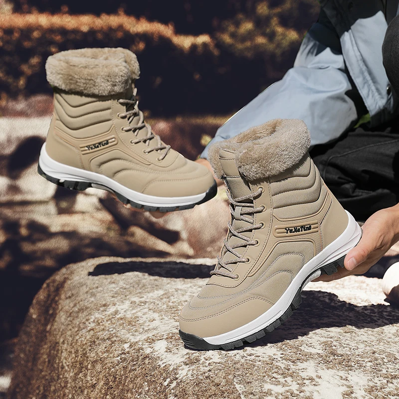 

Зимние зимние ботинки, мужские теплые плюшевые нескользящие походные туфли на шнуровке с высоким берцем, женская повседневная мягкая дышащая уличная повседневная обувь, женская