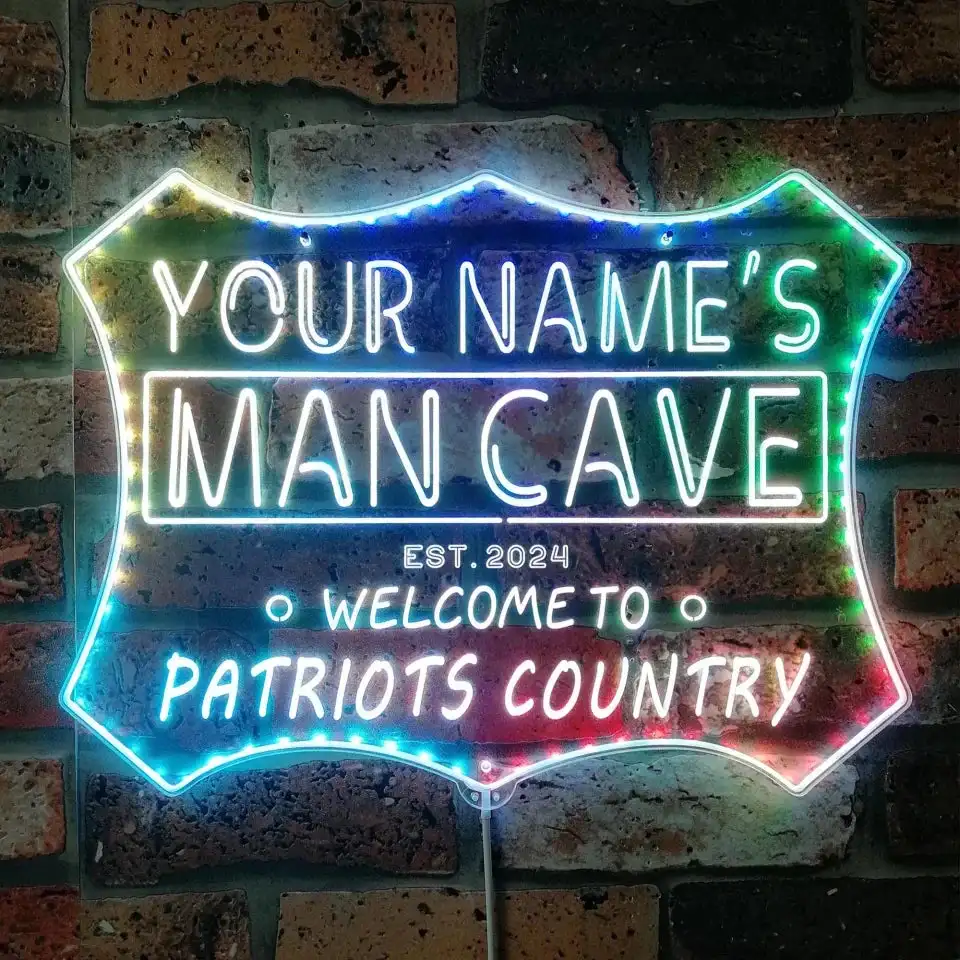 Personalized Your Name Patriots Country Man Cave RGB Dynamic Glam LED Sign st06-fnd-qf1-tm