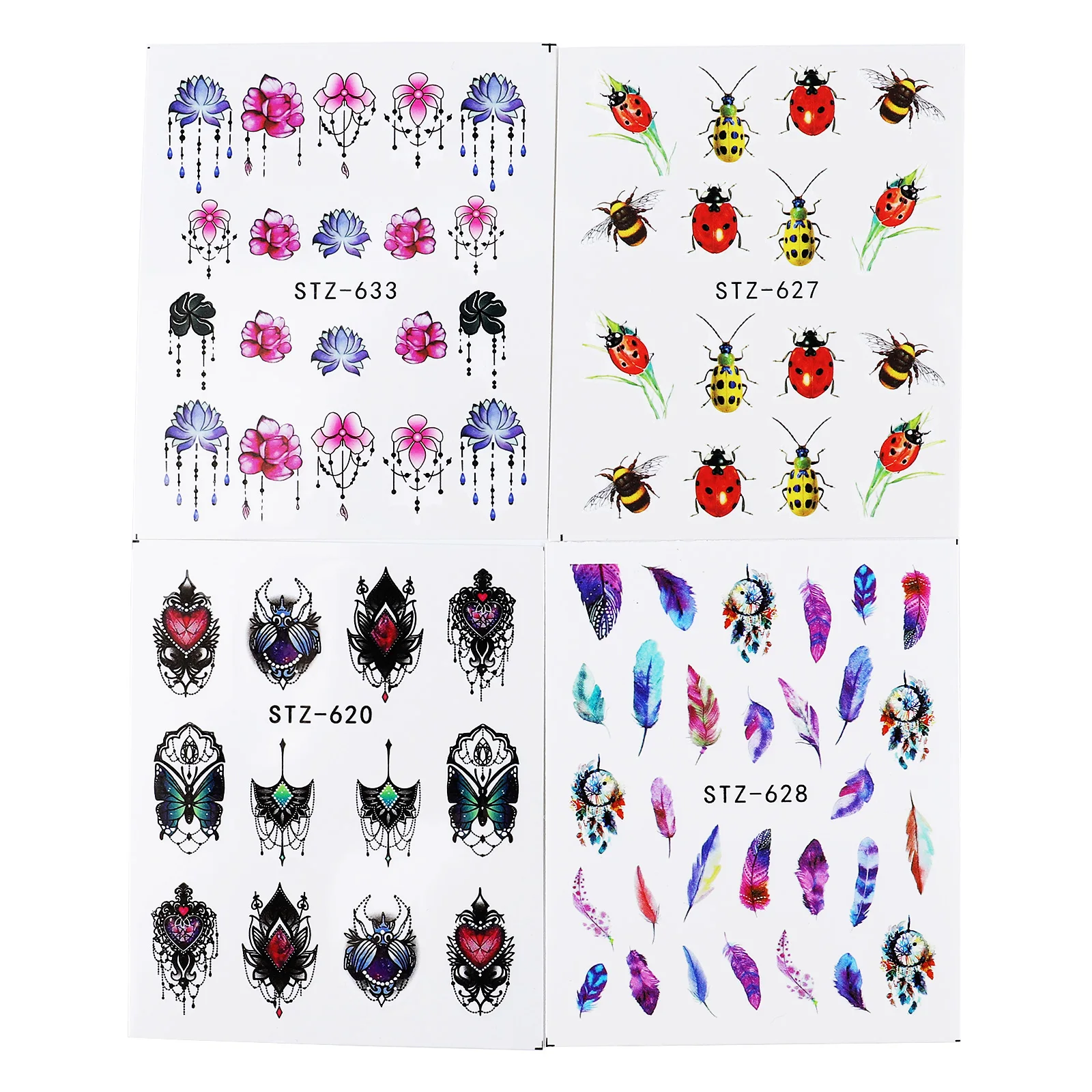 Pack of 40 Nail Art Stickers Manicure Decals Self Adhesive Fashion Decor