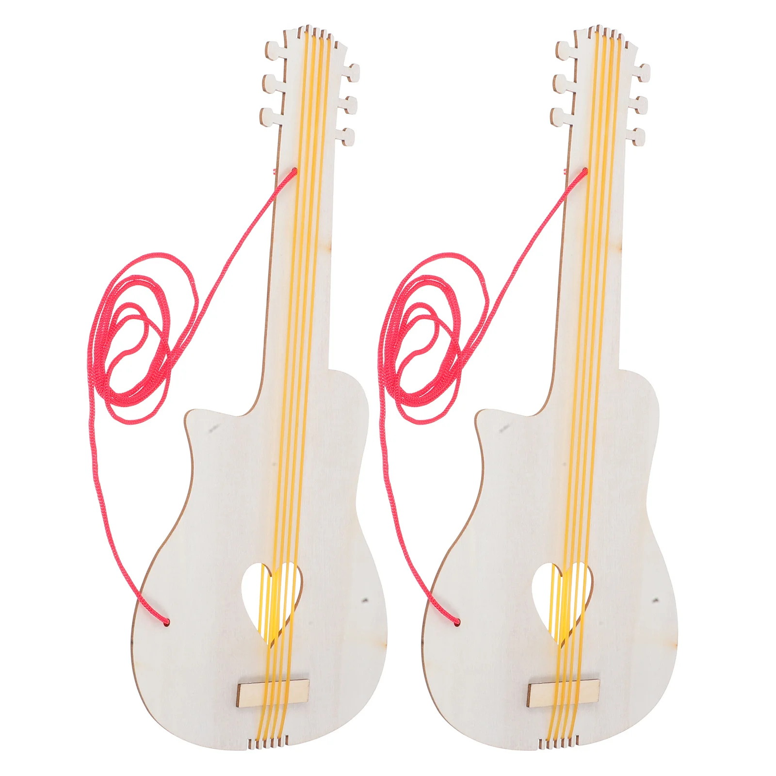 

2Pcs Wooden DIY Guitar for Building Set Unpainted Music Instrument Art Kit Imagination Development Activity Game