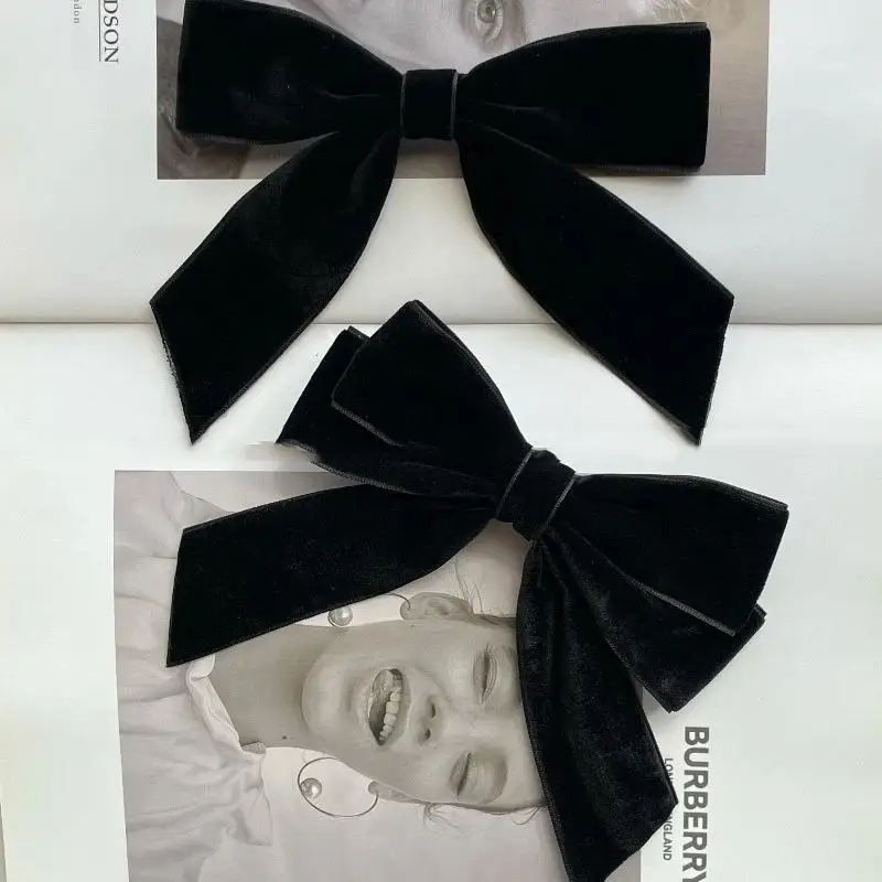 Preto veludo arco broche camisa camisola decoração outono inverno acessórios de moda feminina