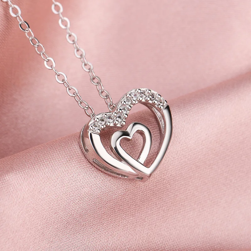 

925 Sterling Silver Heart Zircon Choker Necklaces For Women Luxury Jewelry Gift Female Accessories Argent 925 Jewellery