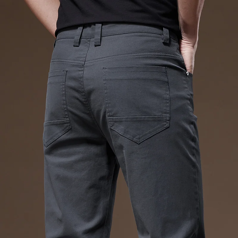 97% Cotton 2024 Autumn Men\'s Clothing Business Trousers Men Straight Casual Pants Men\'s Pants Cotton Black Gray Khaki Brand