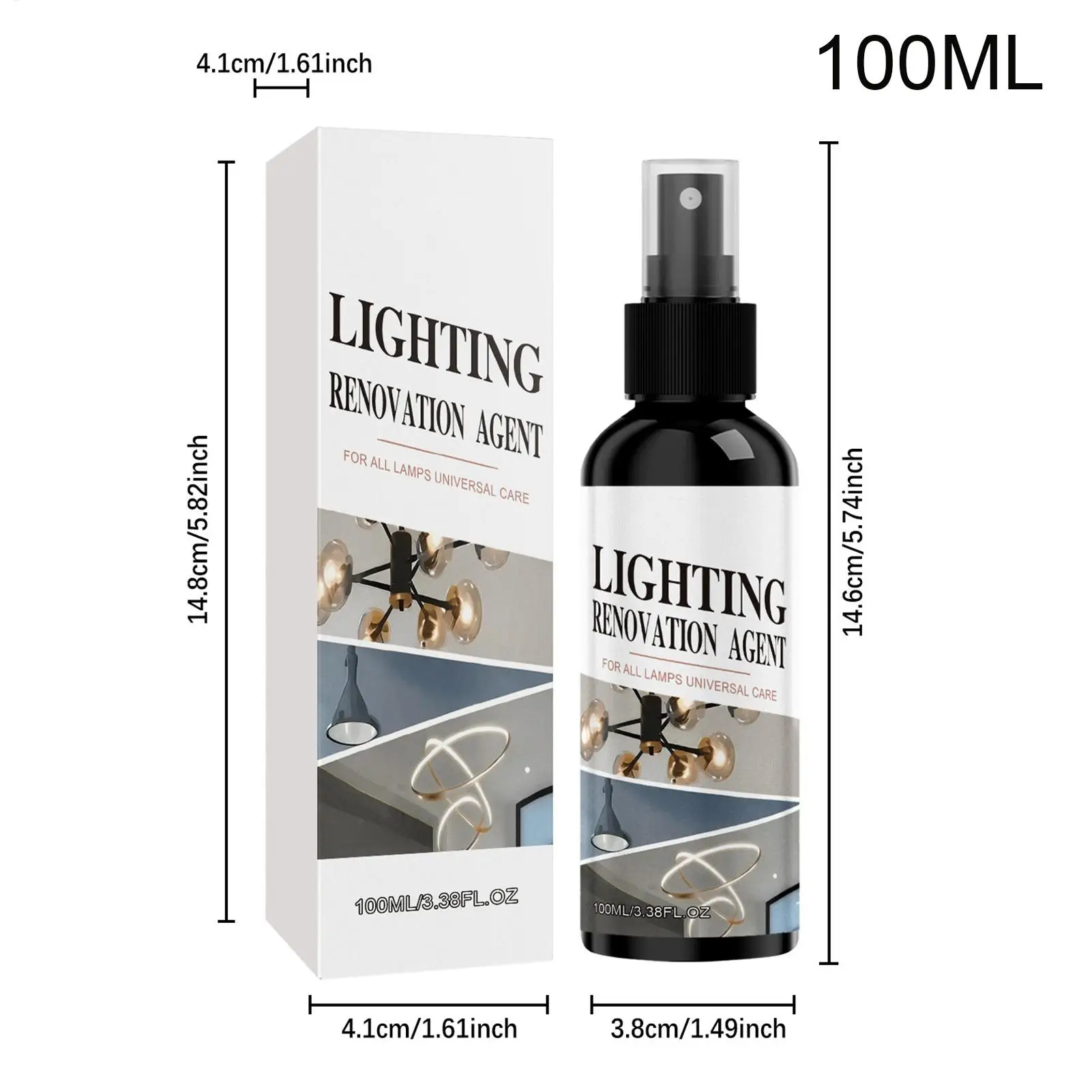 100ml Chandelier Cleaner Spray Streak-Free Crystal Glass Light Fixture Cleaning Dust Removal Restores Shine for Lamps Home Clean