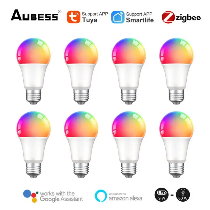 

Tuya Smart Home Zigbee3.0 Smart Light Bulb 9W RGBCW LED Light E27 110V 220V Works With Alexa Google Home Smartlife SmartThings