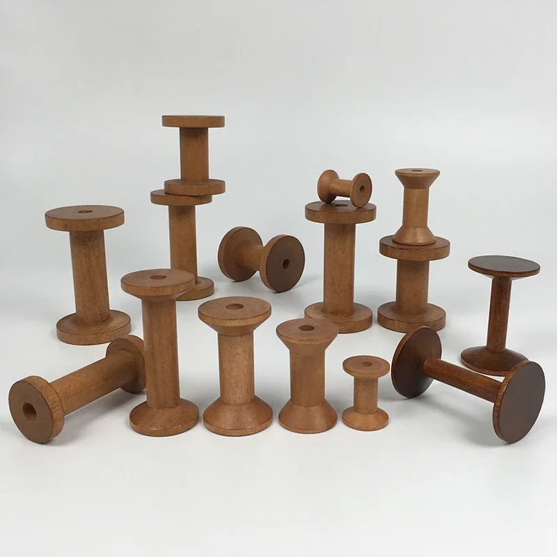 Carretes de madera Vintage, organizador de carretes DIY para cintas de coser, herramientas para manualidades de madera, carrete de alambre,