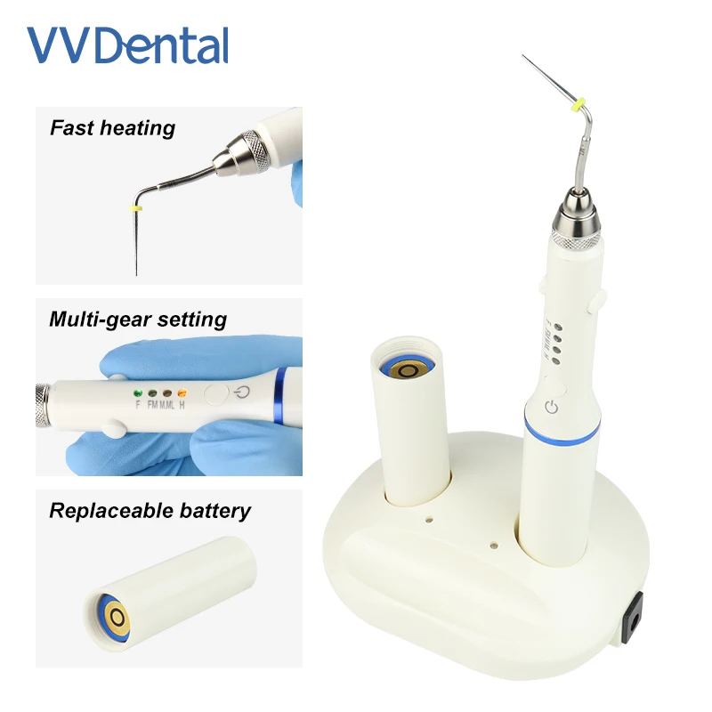 

Беспроводная система для обтурации гуттаперчей Dental Hot Melt: Эндодонтический нагревательный карандаш + 4 насадки, быстрый нагрев за 3 секунды