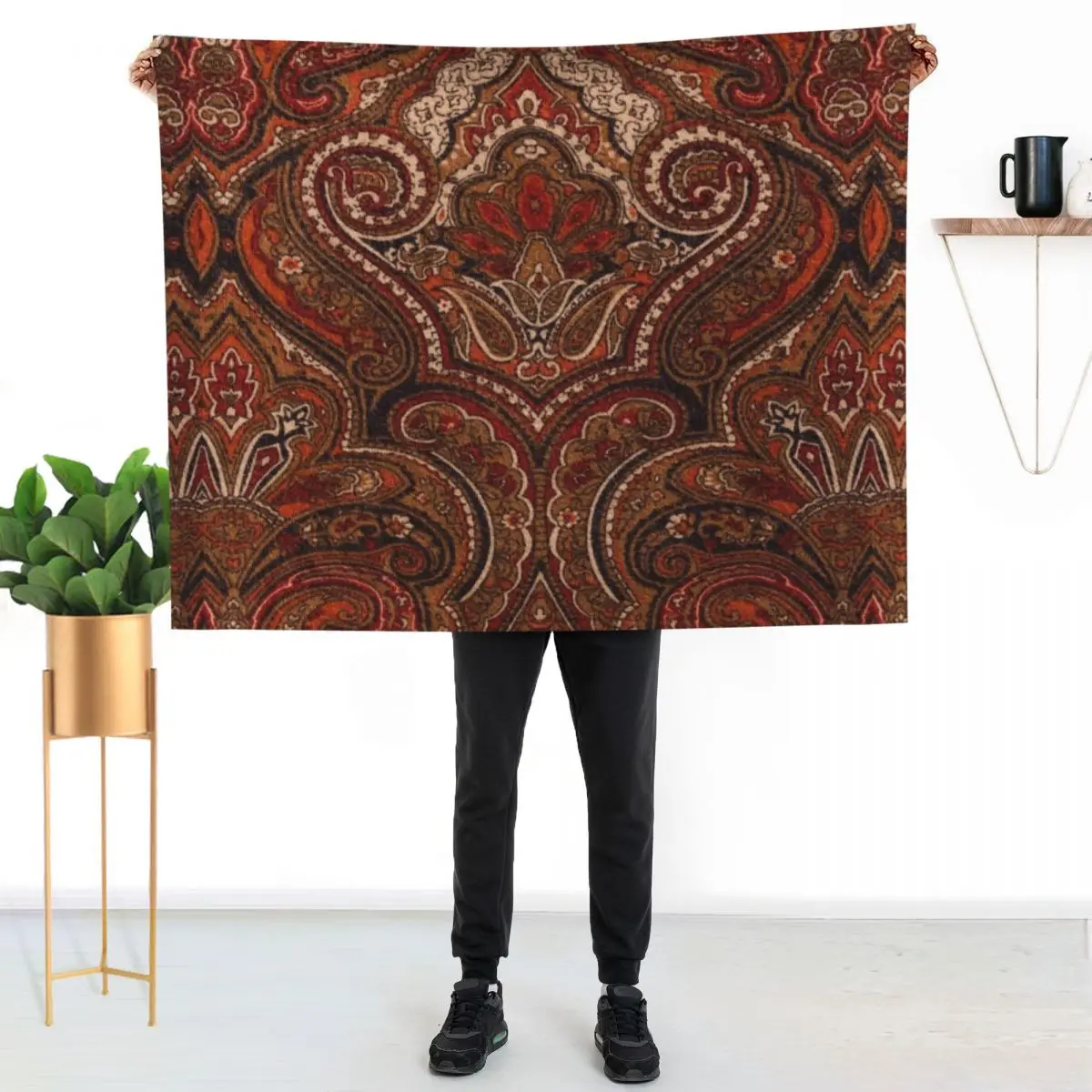 Vintage Paisley Like Pattern Throw Blanket Giant Sofa Soft Plaid Bed Fashionable blankets ands Winter beds Vintage Blankets
