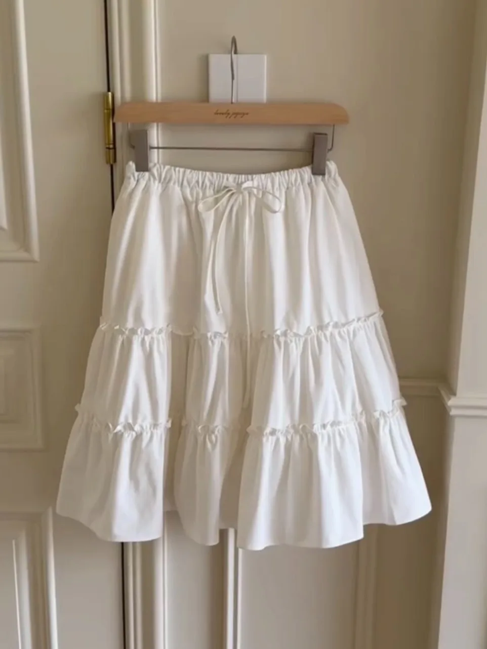 

Ele White A-Line Skirt for Women Korean Sle High Waist Wood ain Design Spring New Sle Slimming Versatile ...