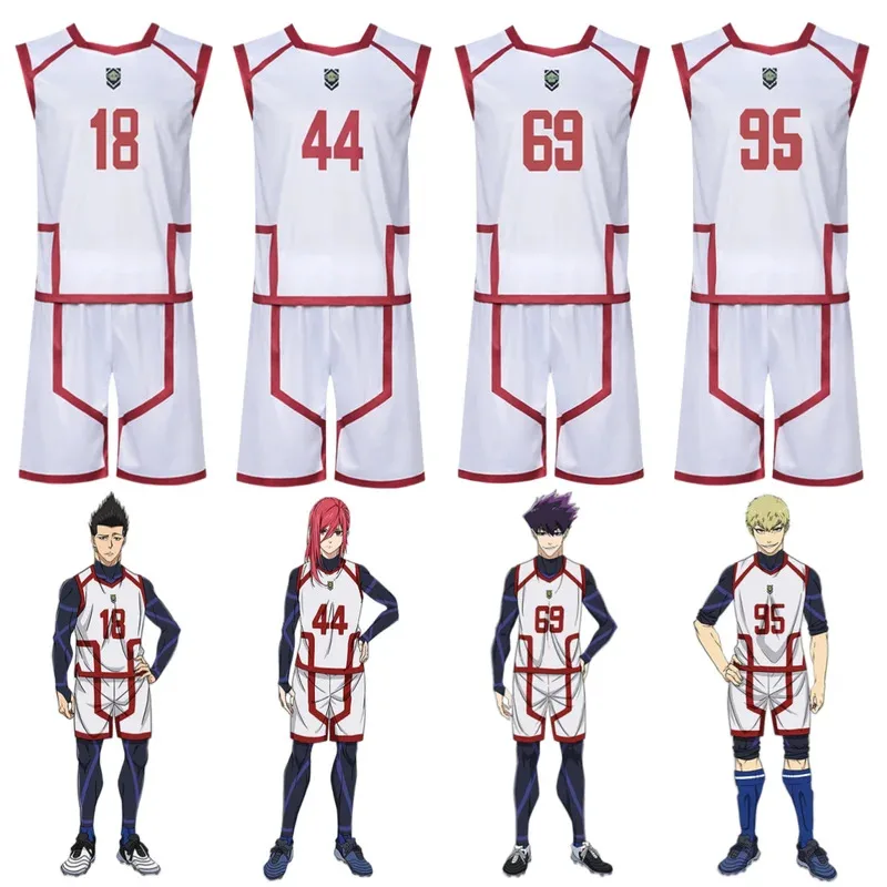 

Anime Blue Lock Barou Shouei Cosplay Costumes Karasu Tabito Football Jersey Jingo Raichi Soccer Uniform Chigiri Hyoma Jerseys