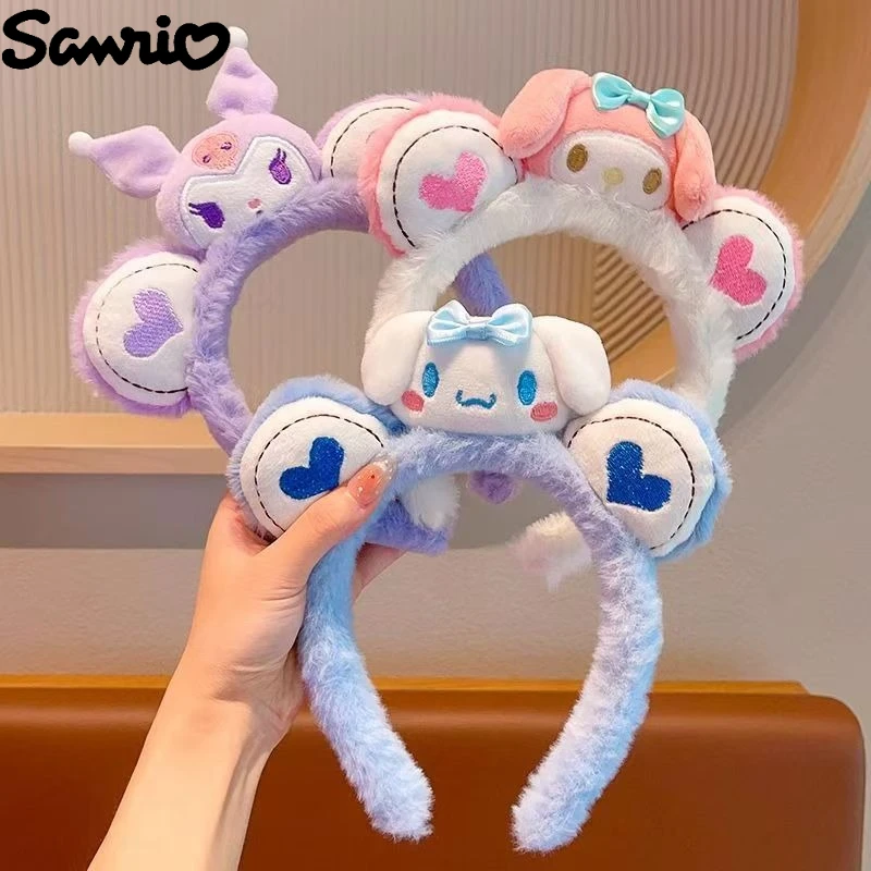 

Sanrio My Melody Hair Plush Headdress Kawaii Cinnamoroll Cartoon Anime Kuromi Embroidery Printed Accessories Headdress Girl Gift
