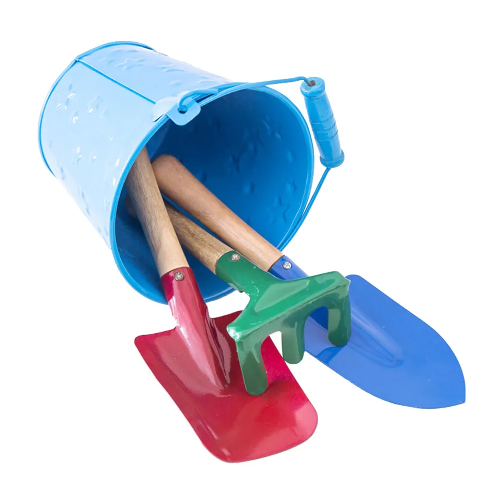 1Set Tool Wooden Handle Portable Gardening Shovel Rake Children Outdoor Sand Playing Summer Activity