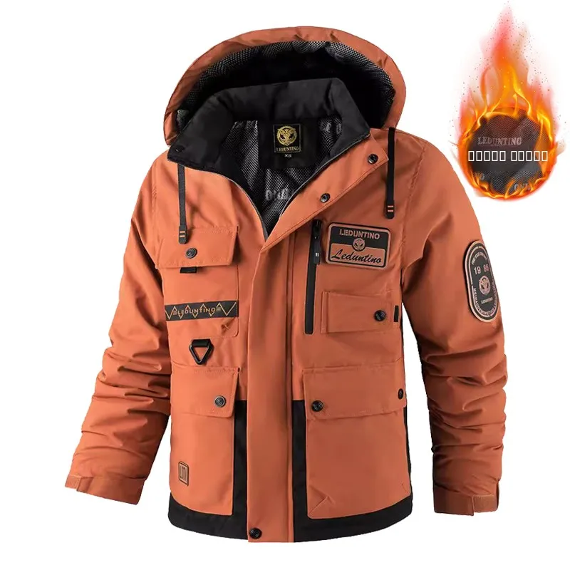 

Men's Faion Flight Jaet Hooded Workwear Baseball Collar Autumn Winter New Sle Casual Cleanfit Long Sve Zipper Coat