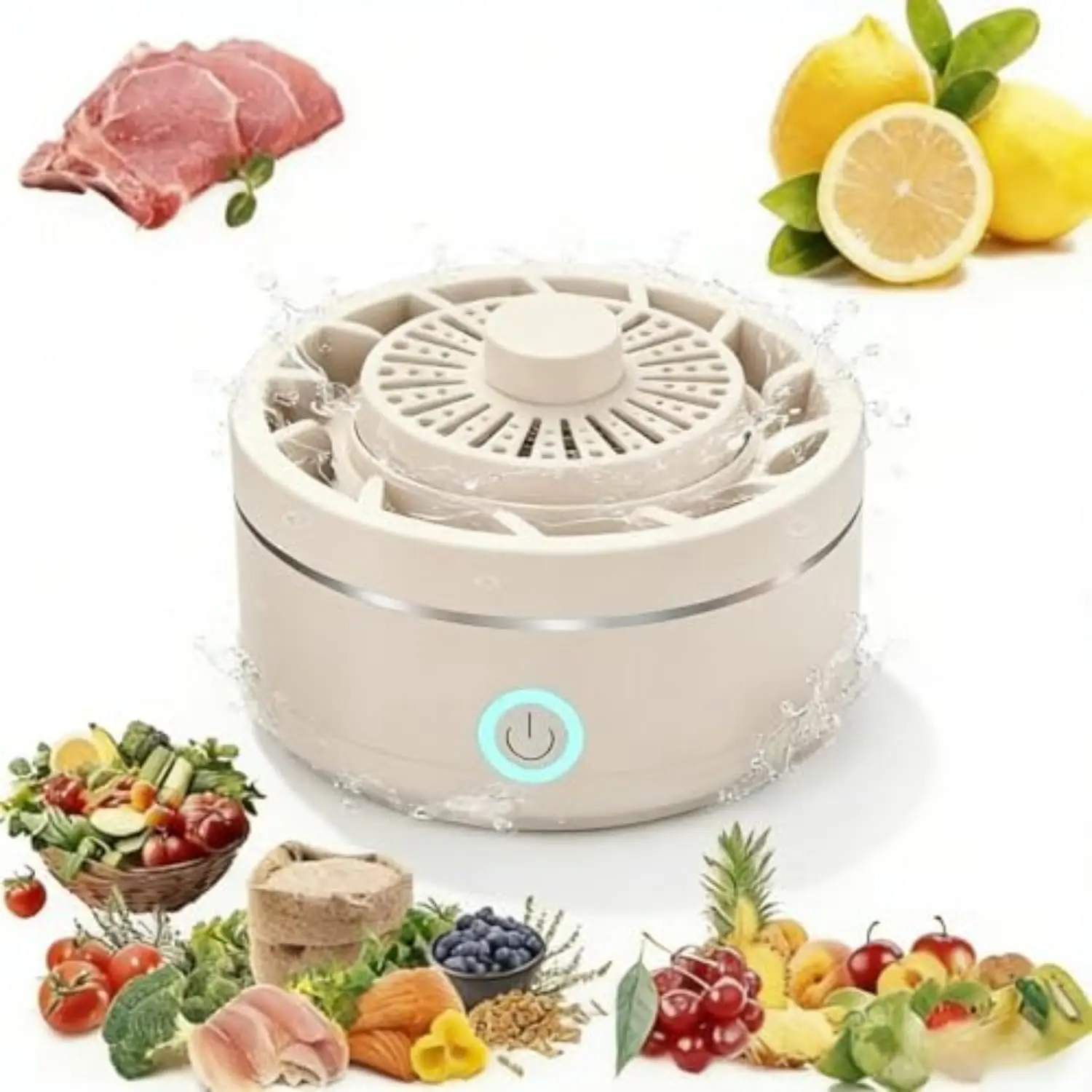 

Puriproduce Purifier Vegetable Cleaner,Rotatable Fruit and Vegetable Purifier, Clean Fresh Produce in Water (White)