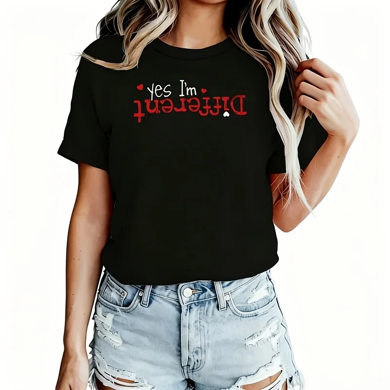 Yes I'm Different Women's T-Shirt 100% Cotton Funny Graphic Short Sleeve Tee Novelty Shirt Casual Crew Neck Top S-5XL