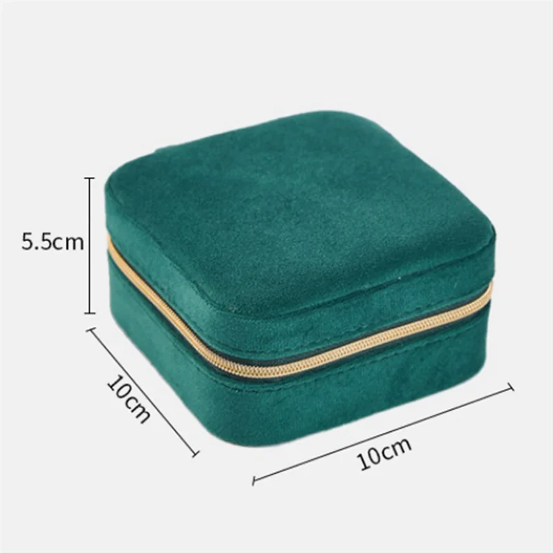 ABLU-caja de almacenamiento de joyería de viaje de terciopelo de felpa, pendientes y anillos, estuche de joyería de viaje, organizador de joyería, caja organizadora de viaje, Dura gris