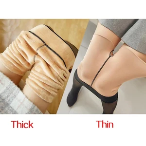 Hot Winter Women's Half-clutch sexy elastic translucent thermal tizz tizz midfielder thickening sewing without sewing push up velvet socks half-trawling warm winter socks for women hot socks 12 Main Half Sales - №4