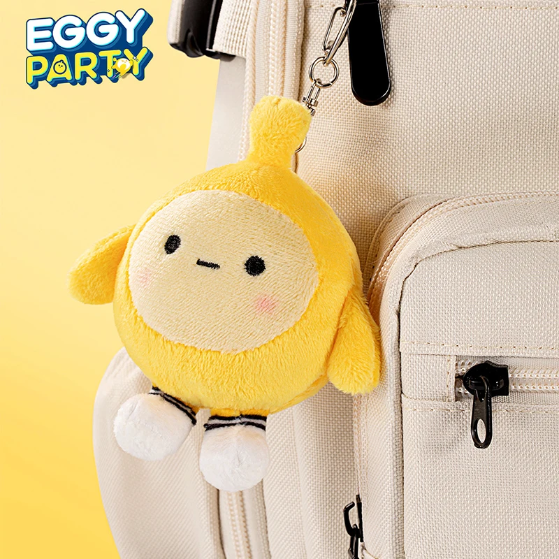 Eggy Party-plushie พวงกุญแจตุ๊กตาจี้ของเล่นพกพาสะดวกน่ารักจี้พวงกุญแจโลหะแท้