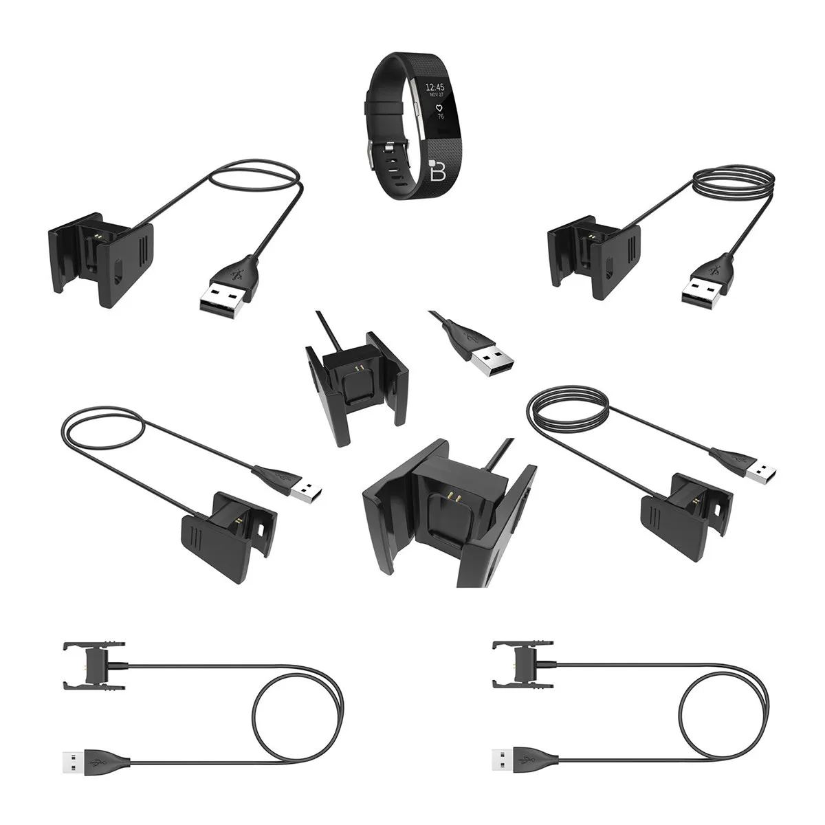 

Charging Cable USB Charger for Black Flexible Tangle-Free Cradle Dock Adapter Wristband Charger Lightweight