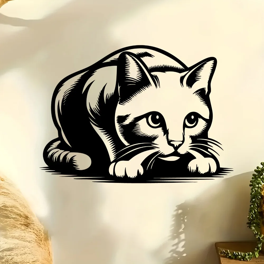 CIFBUY Rustproof Aluminum Cat Wall Art, Sitting Kitten Pattern Weather Resistant Decor for Indoor Outdoor