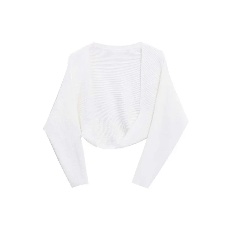 Women Short Cardigans Autumn Ultra-short Sweater Coat Long Sleeve Loose Knitted Crop Top Solid Color Sexy Cardigan Sweaters Top