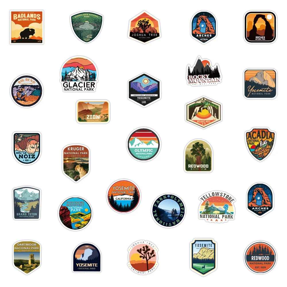 50PCS New National Park Collection Sticker DIY Graffiti for Luggage Laptop Guitar Skateboard Ipai Sticker