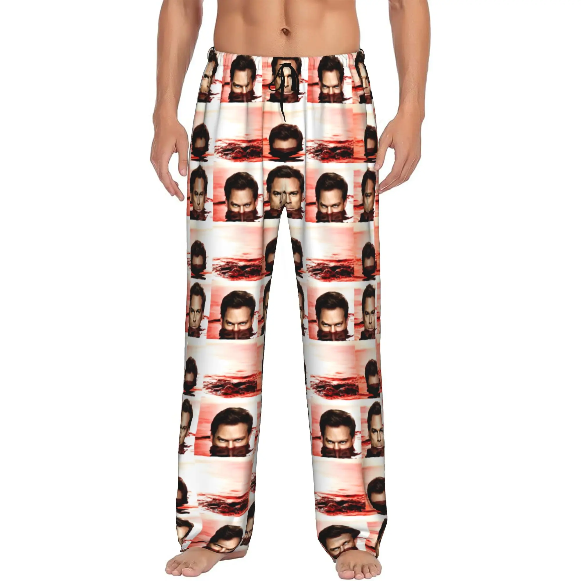 Custom Dexter Morgan Pajama Pants for Men Movie Lounge Sleep Stretch Sleepwear Bottoms with Pockets