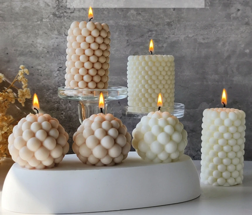 ZWP6KUU54Z Bubble Ball Cylinder Aromatherapy Candle Atmosphere Creative Home Decoration Geometric Column Candle