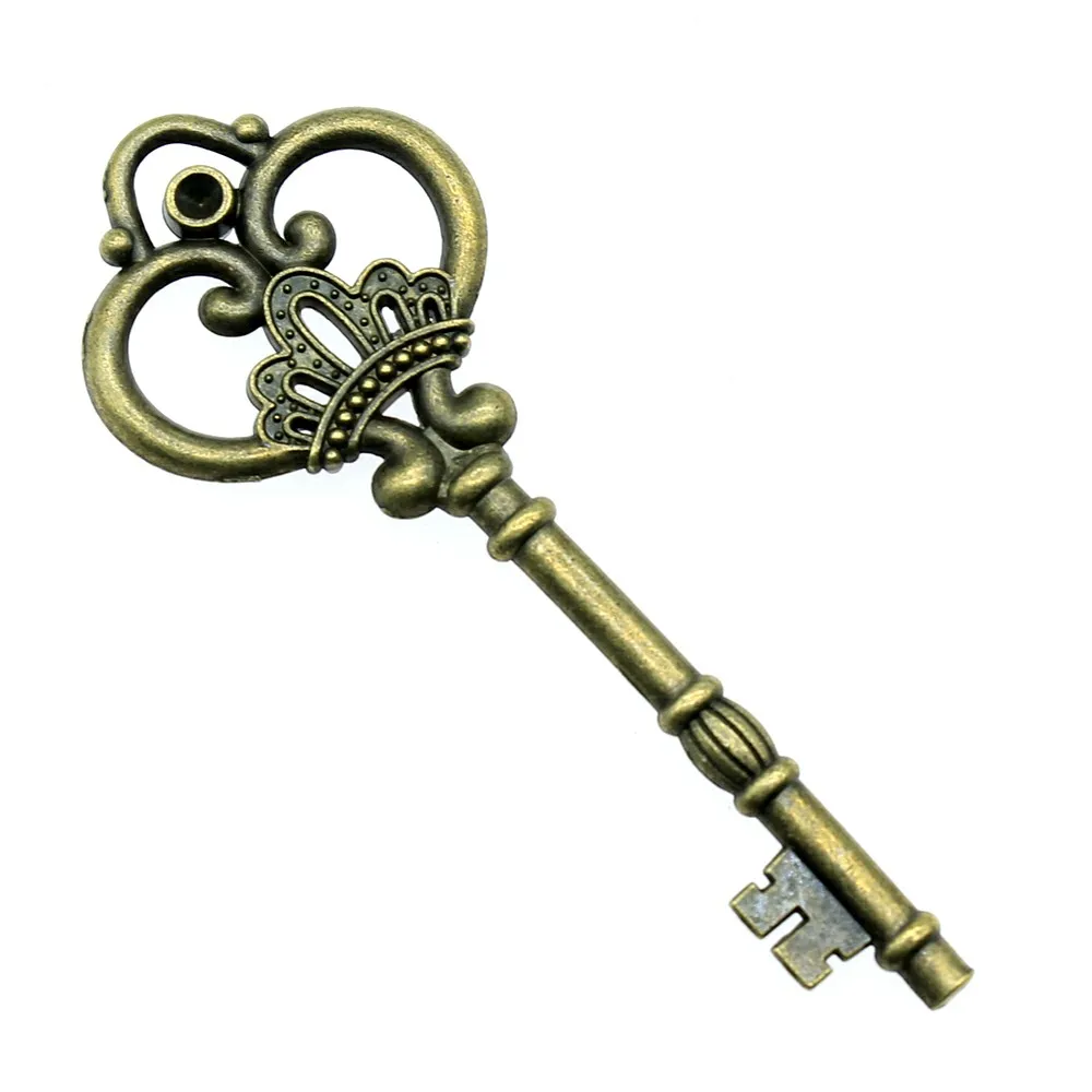 WYSIWYG 1pcs 84mm Vintage Large Key Pendants Charm For Jewelry Making Antique Bronze Color Big Key Charm Pendant Key Retro