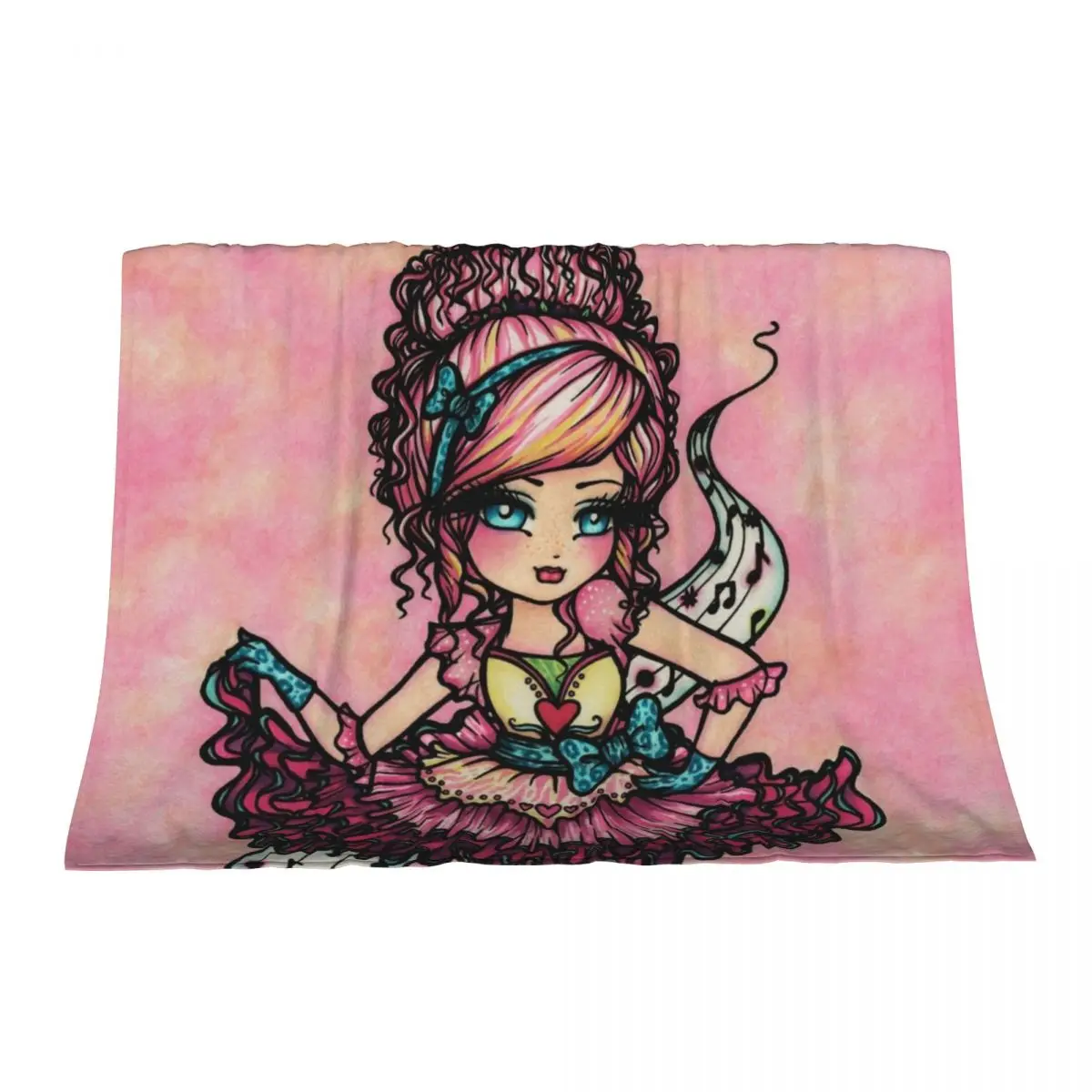 

Ballerina Cutie Musical in Pink Fantasy Art Throw Blanket Single Nap Bed Fashionable Comforter Blankets