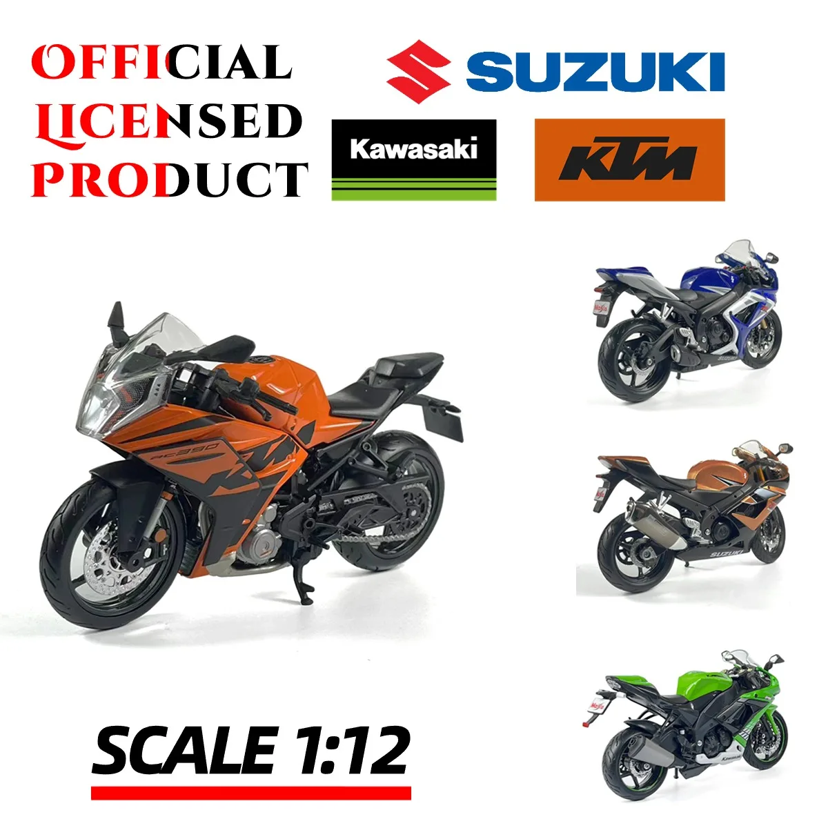 

1:12 KTM RC 390 SUZUKI GSX R750 GSX-R1000 Replica Motorcycle Bike Model Souvenir Collectible Moto Diecast Vehicle Toy