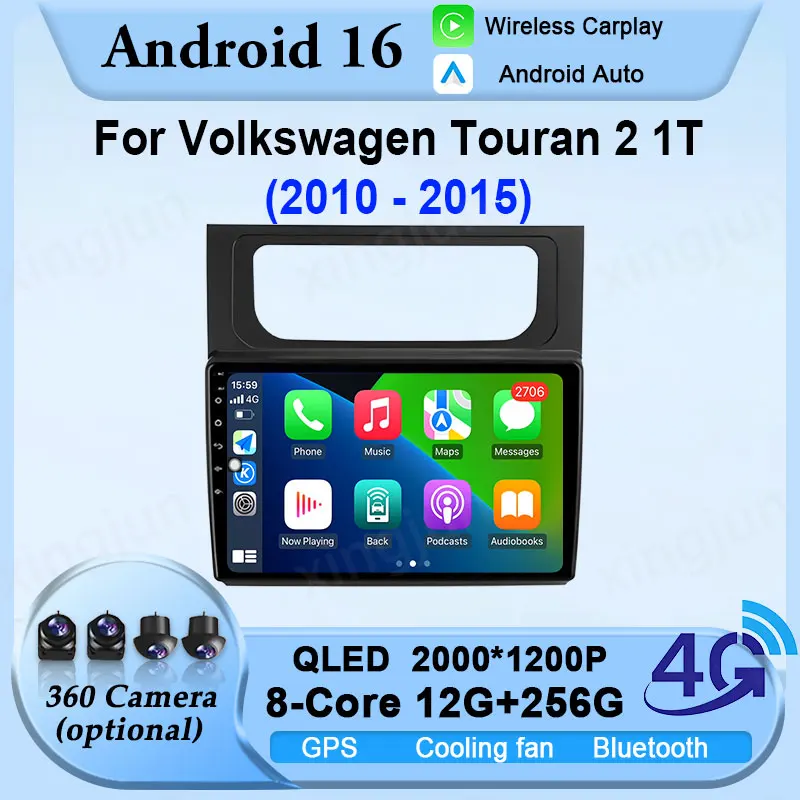 

Car Radio Android 16 Multimedia For VW Volkswagen Touran 2 1T 2010 - 2015 Navigation Player Autoradio Player BT Carplay Auto GPS