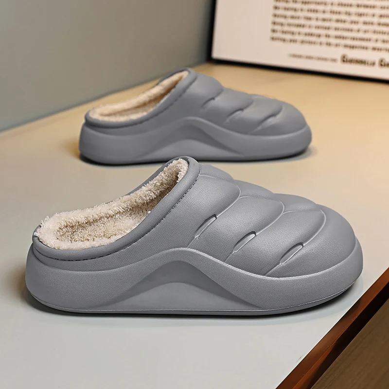 Unisex Plush Clogs Warm Winter Cotton Slippers for Men and Women Anti-slippery Waterproof House Slippers Fashion Garden Shoes