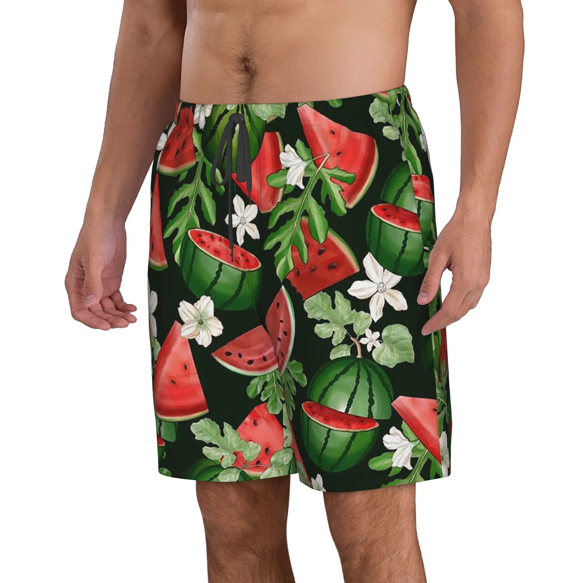 Cartoon Fruit Tropical Watermelon Pattern Trunks Beach Board Shorts Casual Quick Dry Swim Summer Men Pants