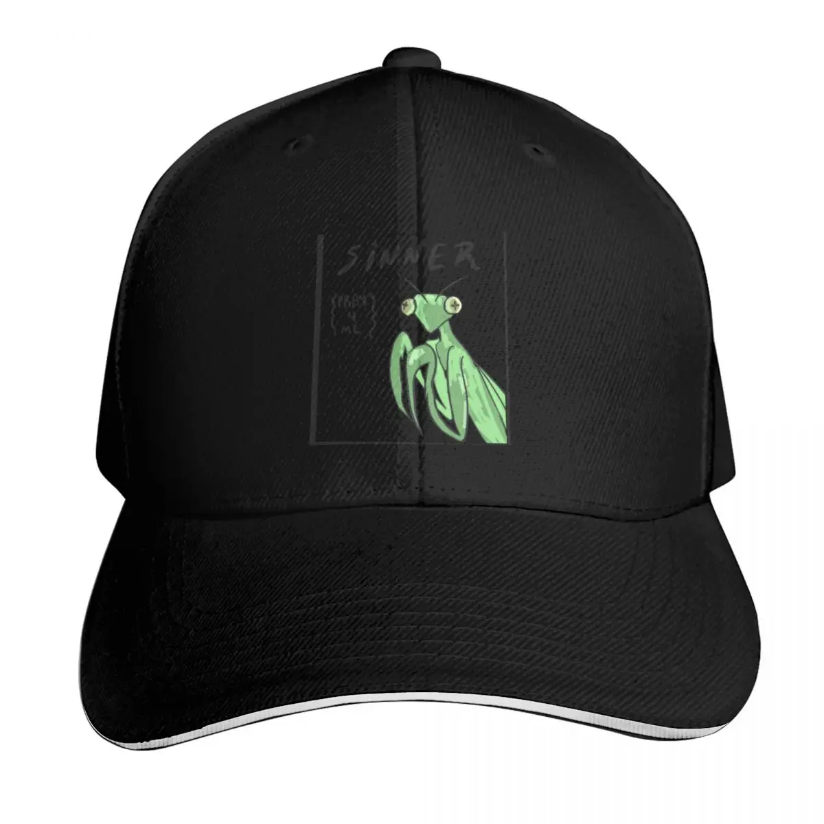 SINNER{PRAY 4 ME} MANTIS Baseball Cap Six Panel Structured Crown Sun Protection UPF 50+ Breathable Mesh Back