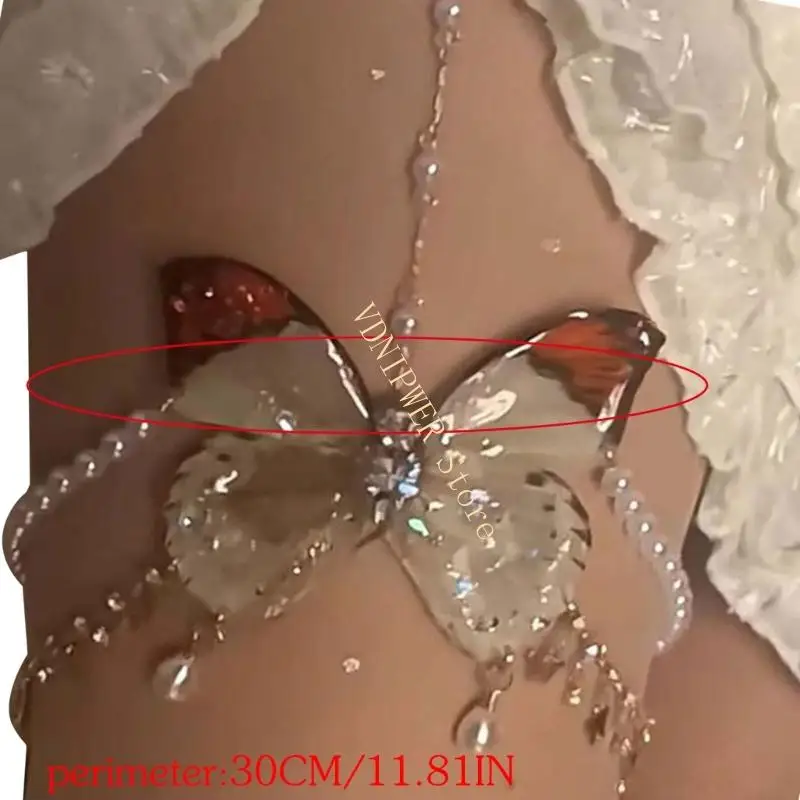 Einzigartige Schmetterling Oberschenkelband Perlen Flügel Bein Schmuck für Halloween und Bühnenshows Musikfestivals Foto D08E