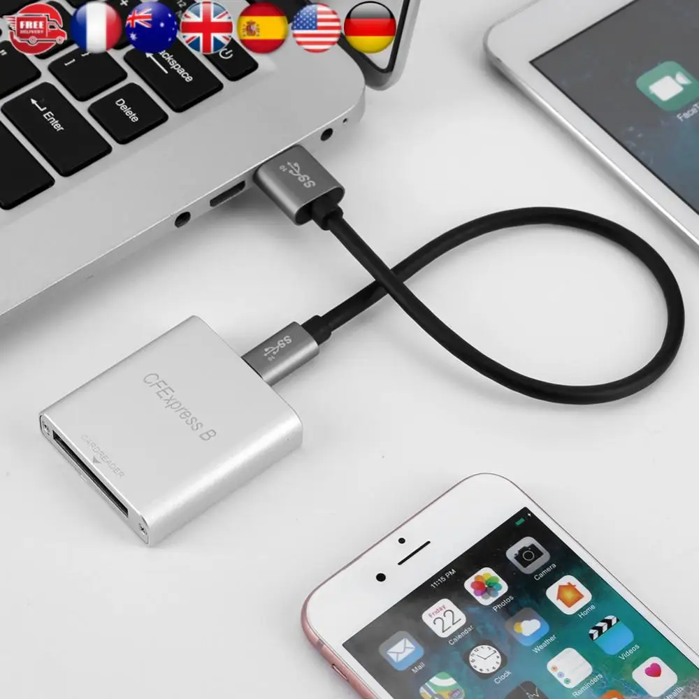 Portable CFexpress Card Reader USB 3.1 Gen 2 Memory Storage Adapter 10Gbps for Laptop Computer Phone for MacBook iPad Chromebook