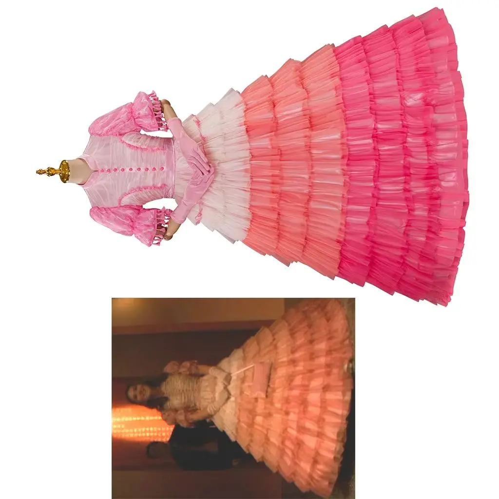 

Firefly Kaylee Cosplay Pink Fluffy Shindig Dress TV Series Costume Women Gorgeous Princess Dress with Gloves Halloween Ball Gown