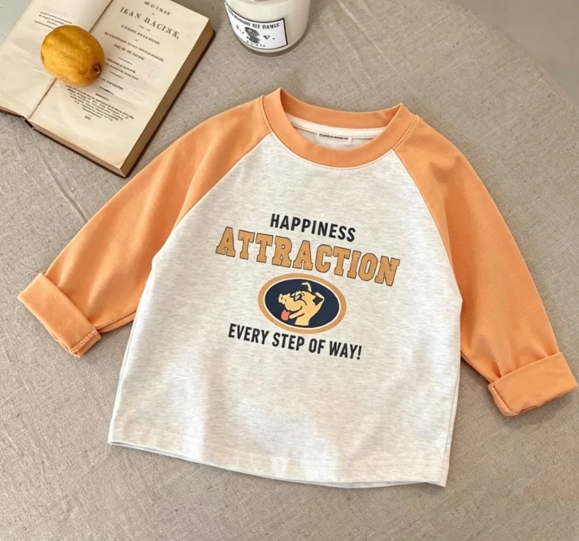 Little Boys Girls Fashion Style Raglan Long Sleeve T-Shirt Toddler Autumn Crew Neck Knit Top Soft Daily Wear Basic Tees Clothing