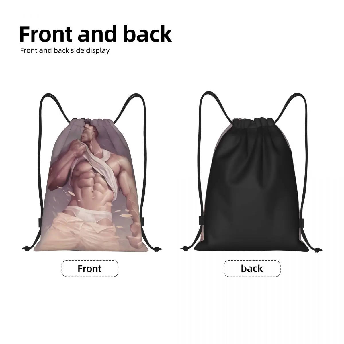 Custom Sexy Muscle Boy Gym Body Drawstring Bag for Shopping Yoga Backpacks Men Women Tempting Pride Gay Art Sports Gym Sackpack