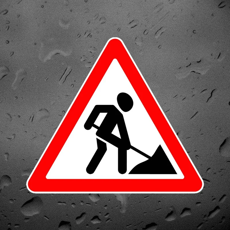 Kcs017 13x14.7cm Road Works Sign Repair Work Car Sticker Pvc Coloful Decals Motorcycle Accessories Sticker