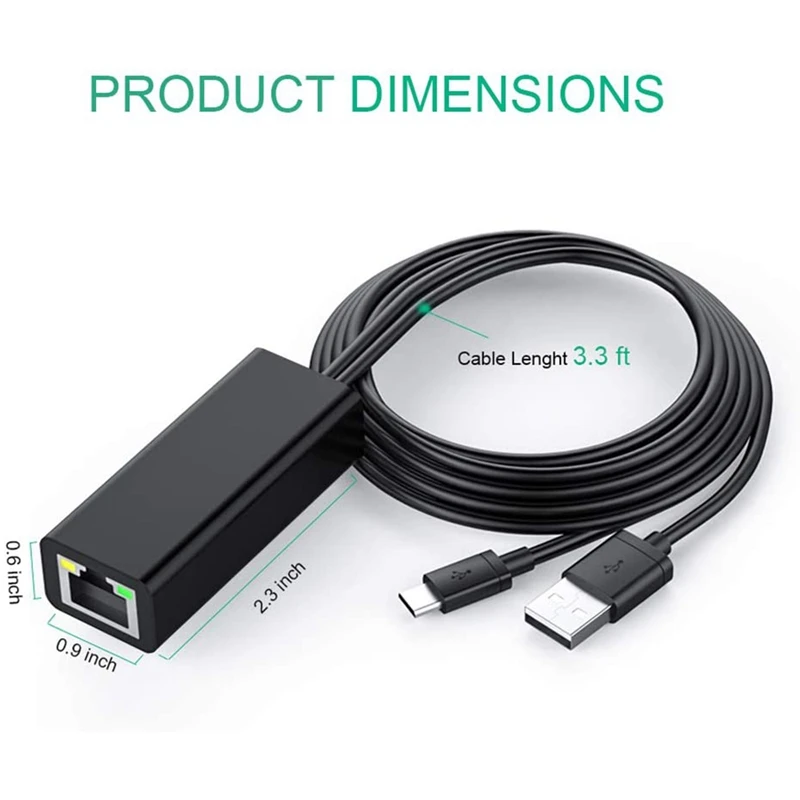 สายอะแดปเตอร์พร้อมพลังงานอีเทอร์เน็ตสำหรับ TV Stick (รุ่น2Nd), 4K Stick