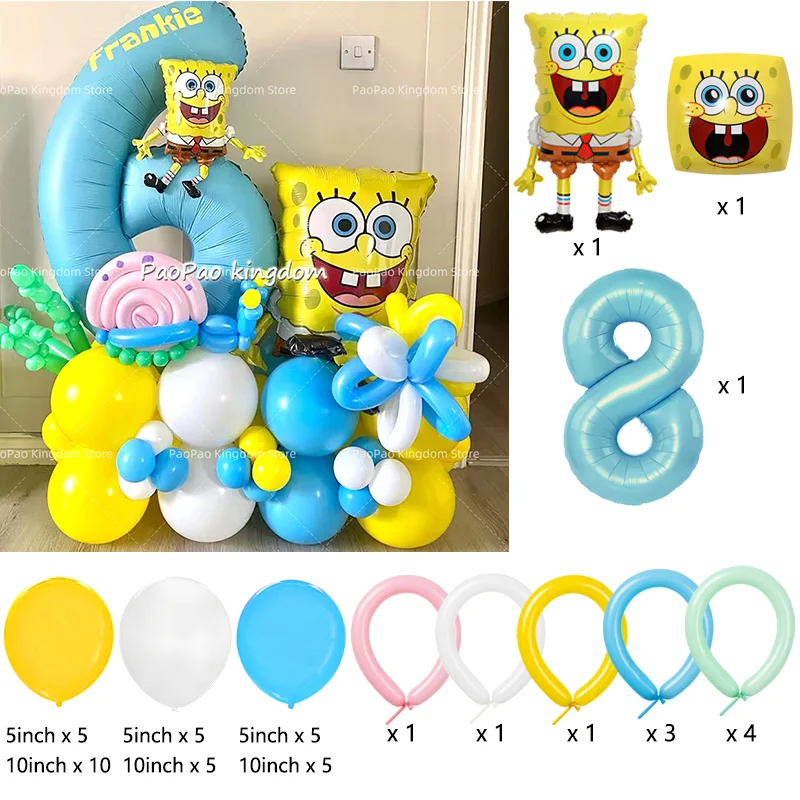 Niedliche SpongeBob Schwammkopf Aluminiumfolien-Ballons für Kindergeburtstage, Babypartys, Eventdekoration und Partyzubehör – Detail 8