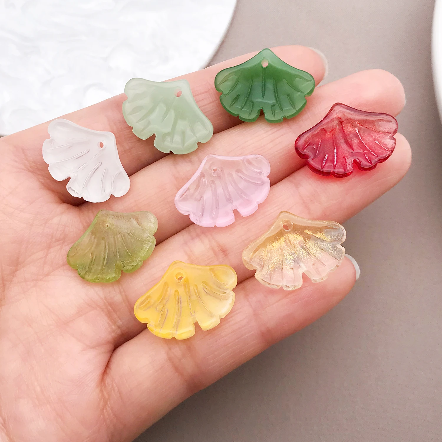 20pcs 15x20mm Color Glass Leaves Pendant Beads Small Ginkgo Leaf Pendants For DIY Jewelry Making Earrings Necklace Accessories image 2