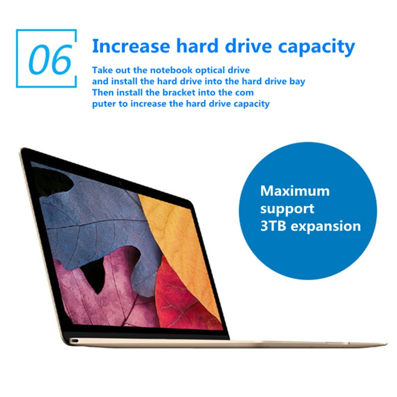 SK 9mm 9.5mm 12.7mm Aluminum Hdd Caddy SATA 3.0 for 2.5\'\' SSD Case Hard Disk Drive Adapter for Laptop PC