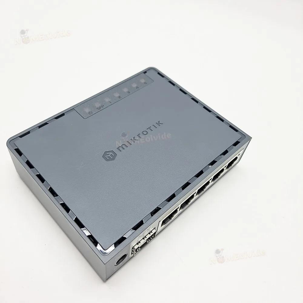 Mikrotik E60iUGS wired router featuring a 2.5G SFP port 5x Gigabit Ethernet, PoE out, USB, and a fast dual-core CPU