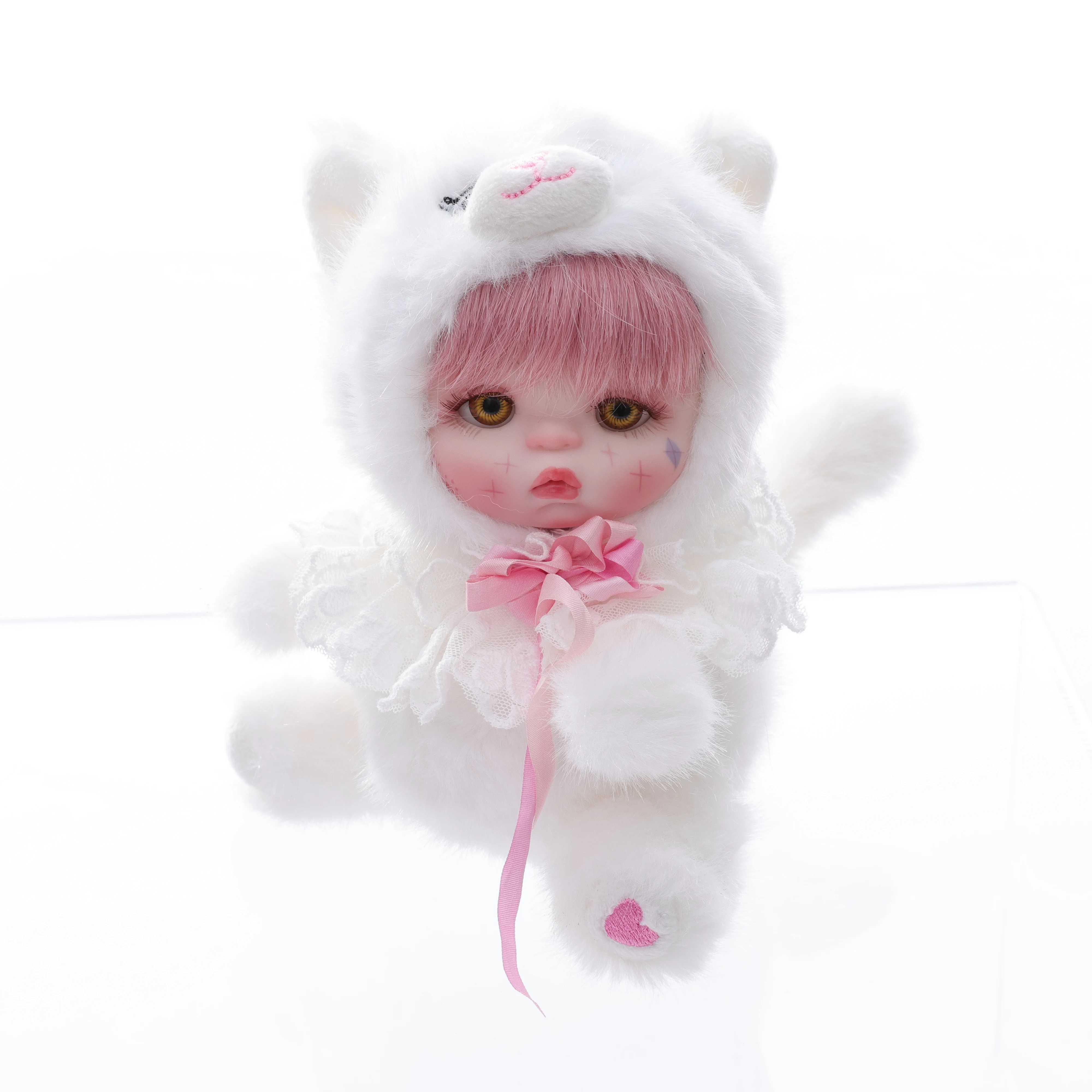 

Cloveray 18 см оригинальная виниловая кукла 8 дюймов виниловое лицо плюшевое тело наполнитель хлопковая кукла белый котенок плюшевая кукла игрушка ручной работы подарок ребенку