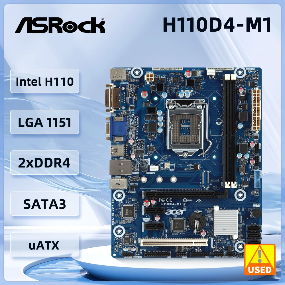 

Intel PCH H110 Motherboard ASROCK H110D4-M1Motherboard LGA 1151 DDR4 2133 32GB support i3-6300 i3-7300 i5-7600 cpu uATX