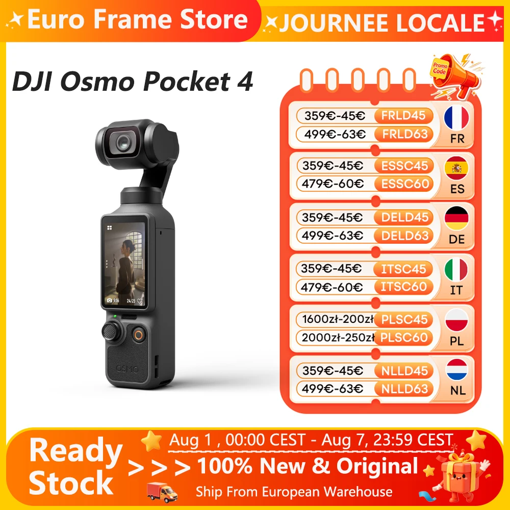 DJI Osmo Pocket 4: Fotocamera Gimbal Tascabile con Sensore CMOS da 1″, Range Dinamico di 14 Stop, D-Log a 10 bit, Nuovo ActiveTrack Pocket 4